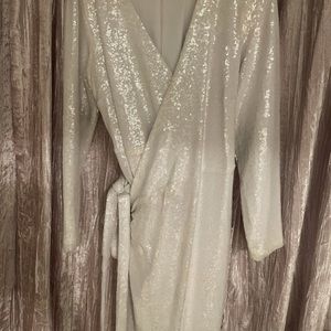 Eloquii White sequin wrap dress